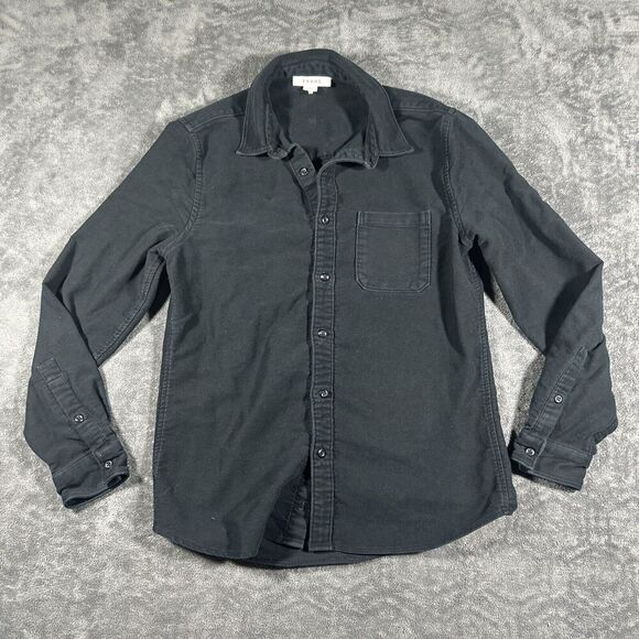 Frame Long Sleeve Button Up Shirt Jacket Mens M Slim Black Cotton Soft Luxury
